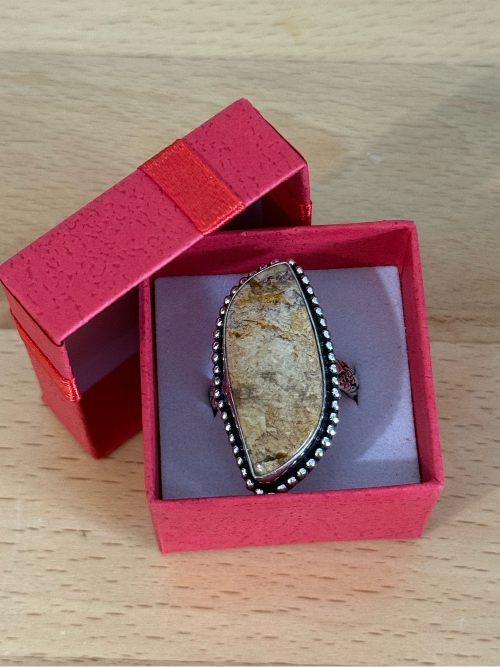 Silver plated Jasper ring sz 8.5